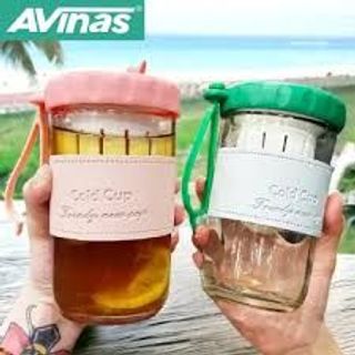 Cốc thủy tinh 480ml có bộ lọc trà, cốc uống nước di động