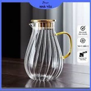 Bình đựng nước uống thủy tinh vàng vân bong bóng Bình đựng nước uống thủy tinh vàng vân bong bóng