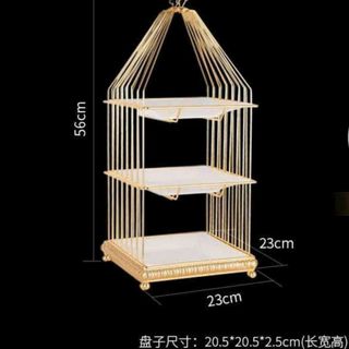 Giá Khay Bánh Nơ, Lồng Chim 3 Tầng Đựng Mỹ Phẩm Màu Sắc Hoàng Gia Trang Trí Sang Trọng