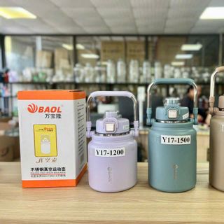 Bình Giữ Nhiệt Baol Y17 Chính Hãng, Dáng Lùn, Miệng rộng có ống hút 1500ml