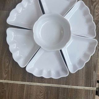 Bộ bát đĩa hoa mặt trời Song Long phíp trắng