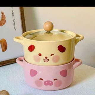 Nồi Sứ Kèm Thìa Hình Gấu Heo