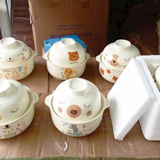 Tô úp mì, bát ăn mì ăn liền tay cầm phong cách Nhật Bản hình động vật hoạt hình dễ thương