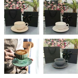 Cốc Uống Cà Phê Bằng Gốm Sứ Cao Cấp Phong Cách Châu Âu Sang Trọng