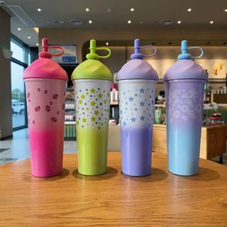 Benytro Bình nước cách nhiệt, có ống hút chân không ô tô bằng thép không gỉ