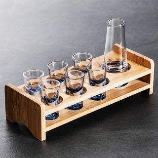 Set 6 ly uống rượu kèm cốc đong bằng thủy tinh pha lê