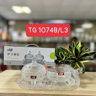 (Set 2) Hủ Đựng Mứt Trắng Đôi Có Khay