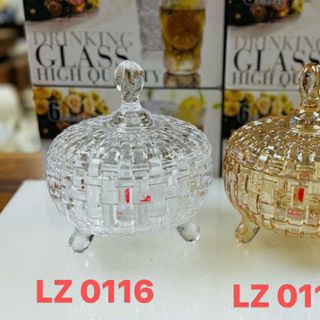 Bát thủy tinh pha lê cao cấp đựng kẹo, trái cây, mứt, thực phẩm. Vàng