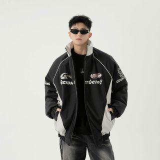 ￼Áo Khoác Dù jackek Nam Nữ 2 Lớp In Chữ Phối 2 Màu Trẻ Trung Kiểu Dáng phong Cách