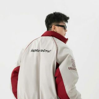 ￼Áo Khoác Dù jackek Nam Nữ 2 Lớp In Chữ Phối 2 Màu Trẻ Trung Kiểu Dáng phong Cách