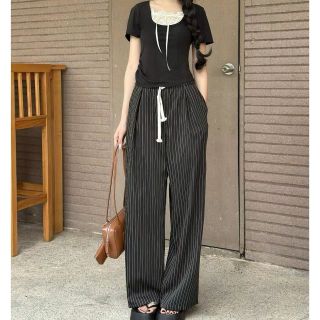 Quần ống rộng có lưng thun dây luồng mặc thoải mái cho cả nam và nữ