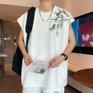 Bộ Thun Nam 2024 Mới Phong Cách Trung Hoa Áo Thun Không Tay In Thân Tre Hạng Nặng Nam Top Mới . Bộ Thun Nam 2024 Mới Phong Cách Trung Hoa Áo Thun Không Tay In Thân Tre Hạng Nặng Nam Top Mới .