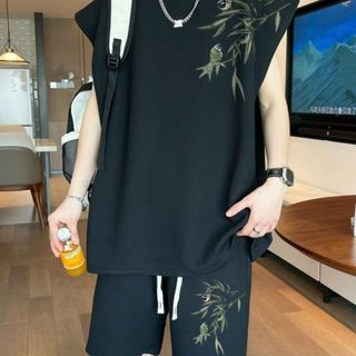 Bộ Thun Nam 2024 Mới Phong Cách Trung Hoa Áo Thun Không Tay In Thân Tre Hạng Nặng Nam Top Mới . Bộ Thun Nam 2024 Mới Phong Cách Trung Hoa Áo Thun Không Tay In Thân Tre Hạng Nặng Nam Top Mới .