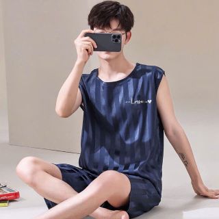 Đồ bộ thể thao, đồ bộ ngủ băng lạnh mùa hè mát thấm hút mồ hôi tốt phiên bản rộng rãi Đồ bộ thể thao, đồ bộ ngủ băng lạnh mùa hè mát thấm hút mồ hôi tốt phiên bản rộng rãi