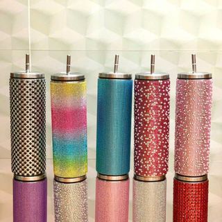 Ly cốc giữ nhiệt đính đá sang trọng,cốc giữ nhiệt 600ml sắc màu ( Thùng 50C )