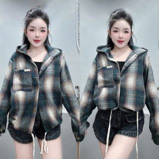 Sơ Mi Có Nón Kẻ Caro Chất Nỉ Dạ Mềm, Một Túi Lai Dây Rút Sơ Mi Có Nón Kẻ Caro Chất Nỉ Dạ Mềm, Một Túi Lai Dây Rút