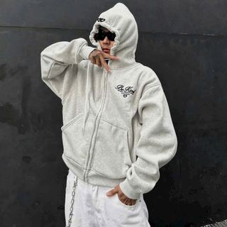 Áo Khoác Boxy Thêu BE KIND - Chất Nỉ Bông Mịn Dày, FORM RỘNG Áo Khoác Boxy Thêu BE KIND - Chất Nỉ Bông Mịn Dày, FORM RỘNG