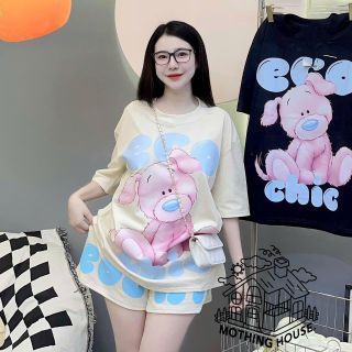 Đồ Bộ Nữ Tay Lỡ GẤU ECO Chất Thun Cotton Form Rộng Dưới 65kg Đồ Bộ Nữ Tay Lỡ GẤU ECO Chất Thun Cotton Form Rộng Dưới 65kg