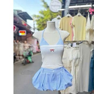 Set Đi Biển 3 Món Áo Quây + Bra Phối Quần Đùi Bí Xếp Li Set Đi Biển 3 Món Áo Quây + Bra Phối Quần Đùi Bí Xếp Li