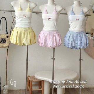 Set Đi Biển 3 Món Áo Quây + Bra Phối Quần Đùi Bí Xếp Li Set Đi Biển 3 Món Áo Quây + Bra Phối Quần Đùi Bí Xếp Li