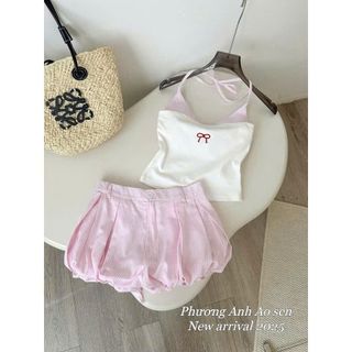 Set Đi Biển 3 Món Áo Quây + Bra Phối Quần Đùi Bí Xếp Li Set Đi Biển 3 Món Áo Quây + Bra Phối Quần Đùi Bí Xếp Li