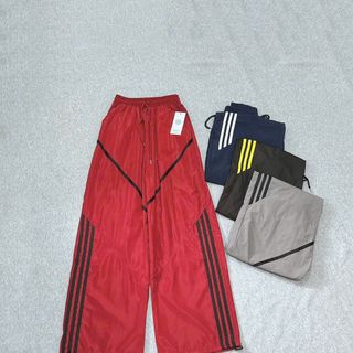 Quần Ống Rộng Dây Rút Chất Dù Nhăn Phối Viền V Và Sọc Freesize Dưới 65kg