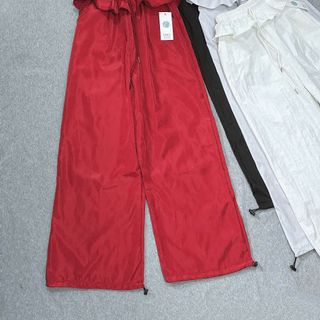 Quần Ống Rộng Lưng BÈO Dây Rút LAI Chất Dù Nhăn Freesize Dưới 65kg Quần Ống Rộng Lưng BÈO Dây Rút LAI Chất Dù Nhăn Freesize Dưới 65kg