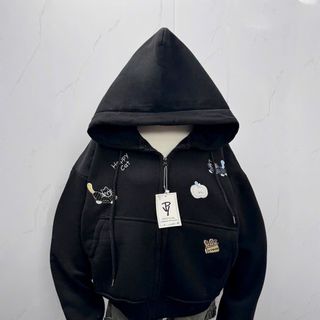 Áo khoác nữ dài logo thêu MÈO và DỪA