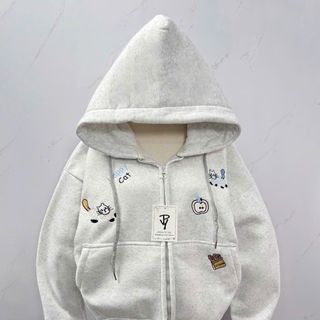 Áo khoác nữ dài logo thêu MÈO và DỪA