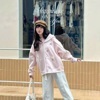 Áo khoác nữ dài logo thêu MÈO và DỪA