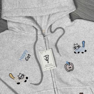 Áo khoác nữ dài logo thêu MÈO và DỪA