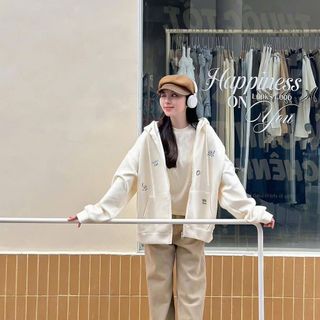 Áo khoác nữ dài logo thêu MÈO và DỪA