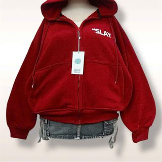 Áo khoác nữ cao cấp nón rộng chữ SLAY