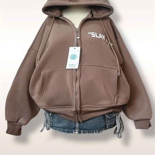 Áo khoác nữ cao cấp nón rộng chữ SLAY