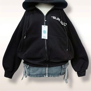 Áo khoác nữ cao cấp nón rộng chữ SLAY