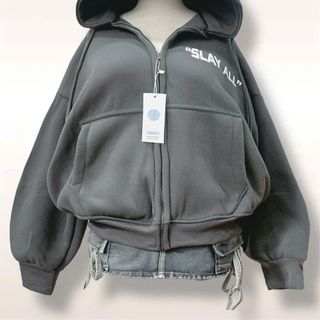 Áo khoác nữ cao cấp nón rộng chữ SLAY