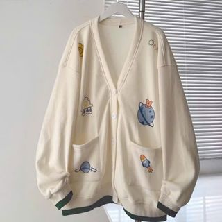 Áo khoác nữ cadigan in họa tiết hành tinh đẹp