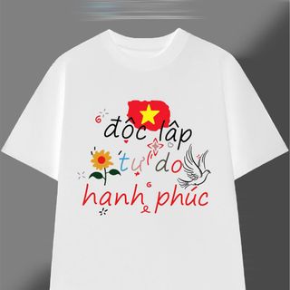 Áo thun in Cờ Đỏ Sao Vàng cổ tròn nam nữ thời trang