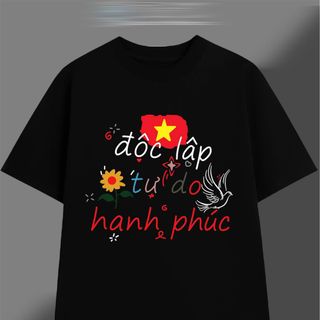 Áo thun in Cờ Đỏ Sao Vàng cổ tròn nam nữ thời trang