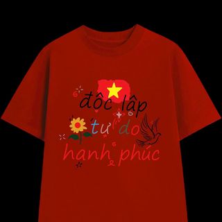 Áo thun in Cờ Đỏ Sao Vàng cổ tròn nam nữ thời trang
