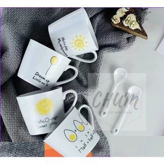 Cốc Sứ Mặt Trời Kèm Thìa CC ( Thùng 100C )