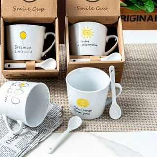 Cốc Sứ Mặt Trời Kèm Thìa CC ( Thùng 100C )