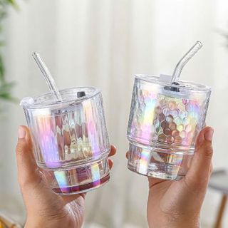 Cốc thủy tinh 7 sắc màu kèm hút (THÙNG 58C)