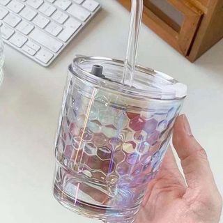 Cốc thủy tinh 7 sắc màu kèm hút (THÙNG 58C)