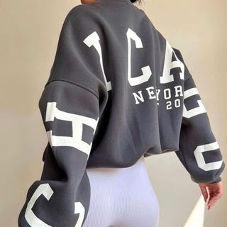 Áo SWEATER in nổi CHICAGO form boxy bo thun chất nỉ bông dày mịn form dưới 60kg