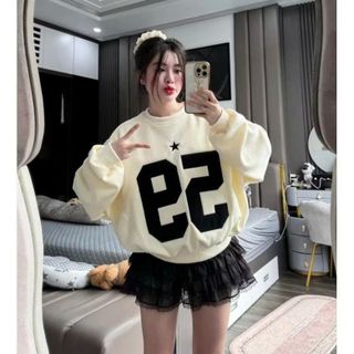 Áo SWEATER thêu nổi số 32 và 59 chất nỉ bông form rộng Freesize 70kg