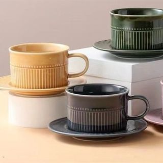 Cốc Gốm Sứ Kèm Đĩa Kê Vuông TS03 (THÙNG 30C)